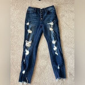 Distressed Blue Jeans